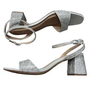 A NEW DAY Shannon Heels Rhinestone Memory Foam Silver